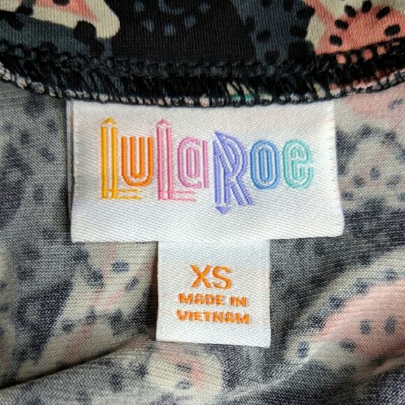 LuLaRoe Azure Printed Skirt Aqua Blue Pink Floral Vine A-line XS - Picture 6 of 8